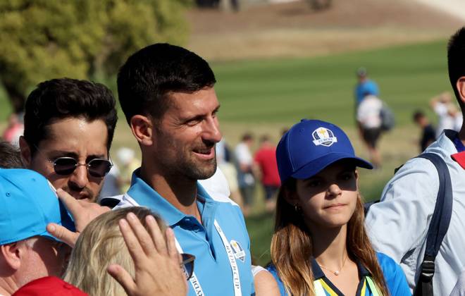 GOLF - Ryder Cup 2023 ROME,ITALY,29.SEP.23 - GOLF - Ryder Cup, Marco Simone Golf and Country Club. Image shows Novak Djokovic (SRB).  GEPAxpictures xHansxOberlaender