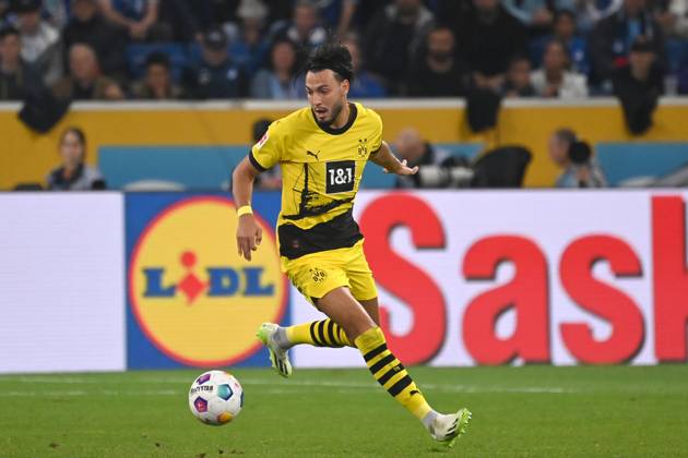 Rami BENSEBAINI Borussia Dortmund , action,single action,single picture,crop,full body shot,whole figure Football 1 Bundesliga season 2023 2024, 6 matchday, Spieltag06 TSG 1899 Hoffenheim Borussia Dortmund 1 3, on 29 09 2023 , PREZERO ARENA