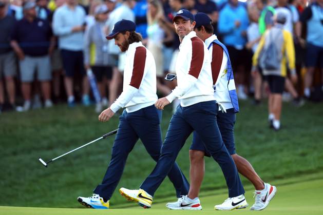 Rome, Italy 30.09.2023: Rory MCILROY Tommy FLEETWOOD at Session One - Foursomes at RYDER CUP 2023 at Marco Simone Golf & Country Club di Guidonia Montecelio, Roma  Copyright: xMarcoxIacobucci IPAxSportx xipa-x xx IPA_40672205 IPA_IPA40672205