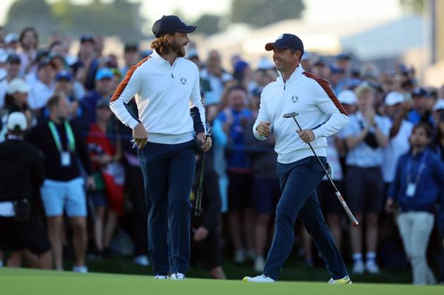 Rome, Italy 30.09.2023: Rory MCILROY Tommy FLEETWOOD at Session One - Foursomes at RYDER CUP 2023 at Marco Simone Golf & Country Club di Guidonia Montecelio, Roma  Copyright: xMarcoxIacobucci IPAxSportx xipa-x xx IPA_40672210 IPA_IPA40672210