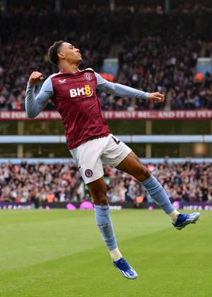 Birmingham, England, 30th September 2023. Jacob Ramsey of Aston Villa celebrates scoring his teams fifth goals of the game during the Premier League match at Villa Park, Birmingham. Picture credit should read: Gary Oakley Sportimage EDITORIAL USE ONLY. No use with unauthorised audio, video, data, fixture lists, club league logos or live services. Online in-match use limited to 120 images, no video emulation. No use in betting, games or single club league player publications. SPI-2610-0037