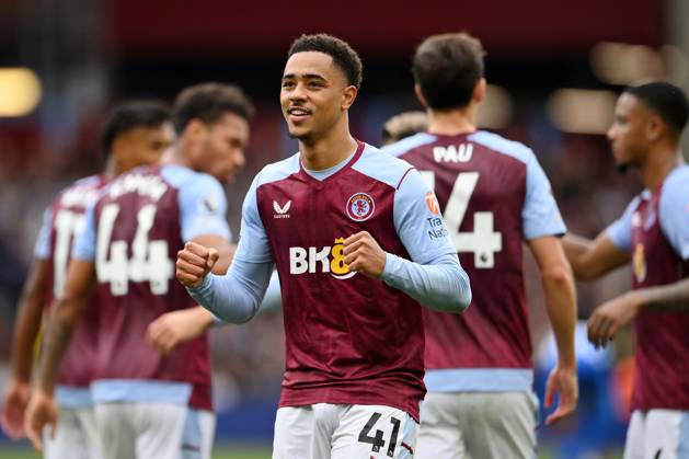Birmingham, England, 30th September 2023. Jacob Ramsey of Aston Villa celebrates scoring his teams fifth goals of the game during the Premier League match at Villa Park, Birmingham. Picture credit should read: Gary Oakley Sportimage EDITORIAL USE ONLY. No use with unauthorised audio, video, data, fixture lists, club league logos or live services. Online in-match use limited to 120 images, no video emulation. No use in betting, games or single club league player publications. SPI-2610-0057