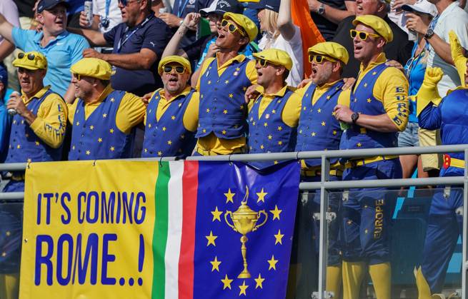 2023 Ryder Cup, Marco Simone Golf and Country Club, Rome, Italy 1 10 2023 Europe fans Europe fans 1 10 2023  Copyright: x INPHO MatteoxCiambellix DSC06728