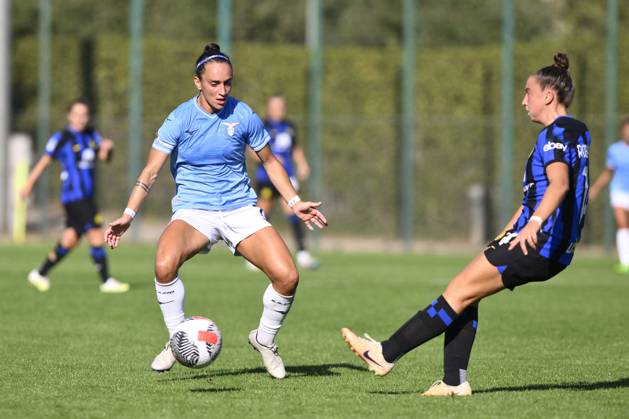 Italian football Serie A Women match - Lazio Women vs FC Internazionale Women Adriana Gomes Faria of S.S. Lazio Women and Chiara Robustellini of F.C. Inter during Women s Italian Cup round of 16 between S.S. Lazio Women vs F.C. Inter, 12 October 2023, Stadium Mirko Fersini, Formello Italy. Rome Italy Copyright: xIPAxSport ABACAx BRIPASport20231012_155 IPAxSport ABACAx BRIPASport20231012_155