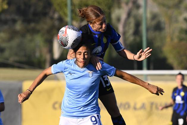Italian football Serie A Women match - Lazio Women vs FC Internazionale Women Elena Proietti of S.S. Lazio Women and Beatrice Merlo of F.C. Inter during Women s Italian Cup round of 16 between S.S. Lazio Women vs F.C. Inter, 12 October 2023, Stadium Mirko Fersini, Formello Italy. Rome Italy Copyright: xIPAxSport ABACAx BRIPASport20231013_068 IPAxSport ABACAx BRIPASport20231013_068
