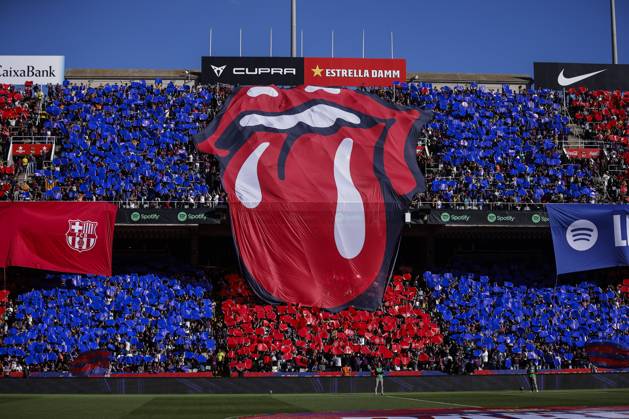 FC Barcelona, Barca Vs Real Madrid - La Liga The Rolling Stones logo made for FC Barcelona fans during the La Liga el clasico match between FC Barcelona v Real Madrid at Estadi Olimpic Lluis Companys in Barcelona, Spain, on October 28th, 2023. Barcelona Catalonia Spain Copyright: xGongorax originalFilename:bonilla-notitle231028_np1P9
