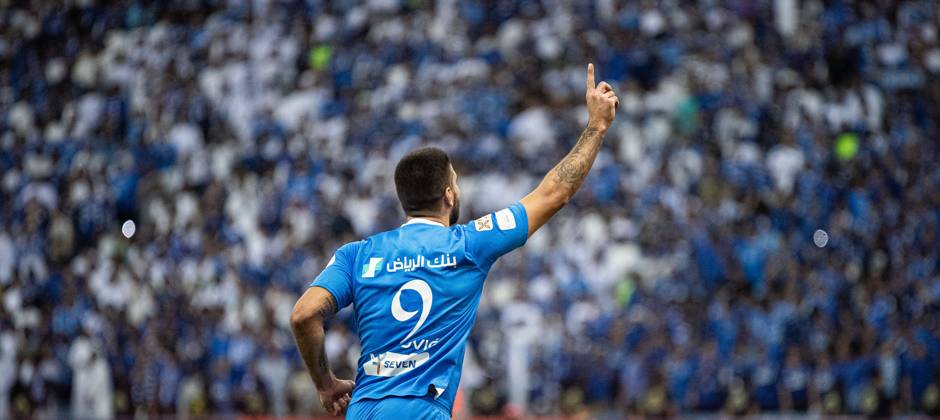 SAFF Roshn Saudi Pro League 2023-24 MD11 Aleksandar Mitrovic of Al-Hilal SFC celebrates after scoring a goal during the Match Day 11 of the SAFF Roshn Saudi Pro League 2023-24 between Al-Hilal SFC vs Al-Ahli SFC at King Fahd International Stadium on October 27, 2023 in Riyadh, Saudi Arabia. Riyadh King Fahd International Stadium Saudi Arabia Copyright: xVictorxFrailex 2023.10.27_PSI03255.MD11_VFR_03089