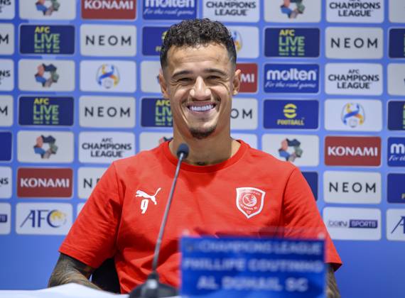 Al Duhail SC (QAT)v Al Nassr (KSA)- AFC Champions League In Doha Qatars Al Duhail SC player Correia Coutinho Philippe attends a press conference, PK, Pressekonferenz ahead of the AFC Champions League Group E football match between Qatars Al Duhail SC and Saudi Arabias Al Nassr at Khalifa International Stadium in Doha, Qatar on 06 November 2023. DOHA Qatar Copyright: xNoushadxThekkayilx originalFilename:varittyakkal-alduhail231106_npUi1