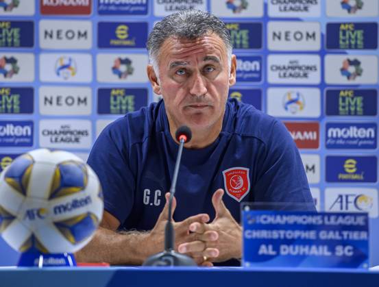Al Duhail SC (QAT)v Al Nassr (KSA)- AFC Champions League In Doha Qatars Al Duhail SC French head coach Christophe Gerard Galtier attends a press conference, PK, Pressekonferenz ahead of the AFC Champions League Group E football match between Qatars Al Duhail SC and Saudi Arabias Al Nassr at Khalifa International Stadium in Doha, Qatar on 06 November 2023. DOHA Qatar Copyright: xNoushadxThekkayilx originalFilename:varittyakkal-alduhail231106_npy14
