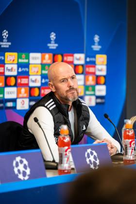 Manchester United, ManU press conference, PK, Pressekonferenz ahead of UEFA Champions League in Copenhagen, Denmark Copenhagen, Denmark. 07th, November 2023. Head coach Erik ten Hag of Manchester United seen during a press conference ahaed of the UEFA Champions League match between FC Copenhagen and Manchester United at Parken in Copenhagen. Copenhagen Denmark Copyright: xGonzalesxPhoto FrederikkexJensenx