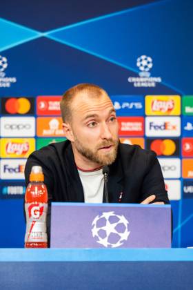 Manchester United, ManU press conference, PK, Pressekonferenz ahead of UEFA Champions League in Copenhagen, Denmark Copenhagen, Denmark. 07th, November 2023. Christian Eriksen of Manchester United seen during a press conference ahaed of the UEFA Champions League match between FC Copenhagen and Manchester United at Parken in Copenhagen. Copenhagen Denmark Copyright: xGonzalesxPhoto FrederikkexJensenx