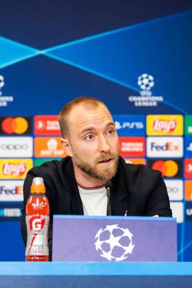 Manchester United, ManU press conference, PK, Pressekonferenz ahead of UEFA Champions League in Copenhagen, Denmark Copenhagen, Denmark. 07th, November 2023. Christian Eriksen of Manchester United seen during a press conference ahaed of the UEFA Champions League match between FC Copenhagen and Manchester United at Parken in Copenhagen. Copenhagen Denmark Copyright: xGonzalesxPhoto FrederikkexJensenx