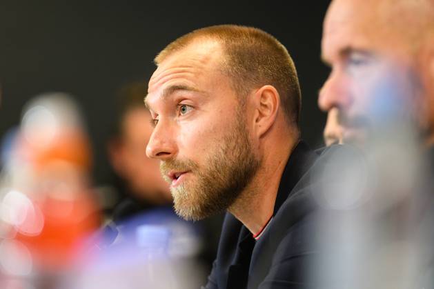 Manchester United, ManU press conference, PK, Pressekonferenz ahead of UEFA Champions League in Copenhagen, Denmark Copenhagen, Denmark. 07th, November 2023. Christian Eriksen of Manchester United seen during a press conference ahaed of the UEFA Champions League match between FC Copenhagen and Manchester United at Parken in Copenhagen. Copenhagen Denmark Copyright: xGonzalesxPhoto TobiasxJorgensenx