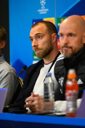 Manchester United, ManU press conference, PK, Pressekonferenz ahead of UEFA Champions League in Copenhagen, Denmark Copenhagen, Denmark. 07th, November 2023. Christian Eriksen of Manchester United seen during a press conference ahaed of the UEFA Champions League match between FC Copenhagen and Manchester United at Parken in Copenhagen. Copenhagen Denmark Copyright: xGonzalesxPhoto TobiasxJorgensenx