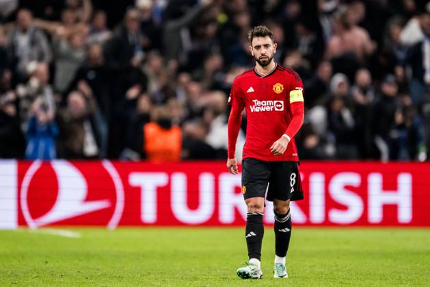 231108 Bruno Fernandes of Manchester United looks dejected after 2 2 during the UEFA Champions League football match between FC Copenhagen and Manchester United on November 8, 2023 in Copenhagen Photo Petter Arvidson BILDBYRAN kod PA PA0685 fotboll football soccer fotball champions league fc copenhagen manchester united bbeng depp Copyright: PETTERxARVIDSON BB231108PA087