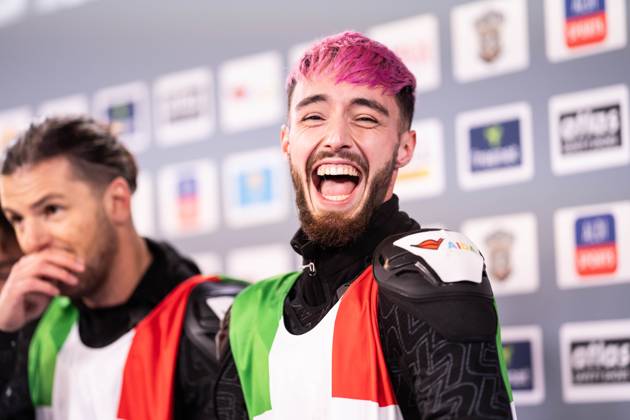 TV Total WOK World Championships by Pro7 2023 12 11 2023, Bob and luge track, Winterberg, TV Total WOK World Championships by Pro7 2023 In the picture Mario Novembre is laughing, in a good mood, happy nordphotoxGmbHxx xChristianxSchulze nph000300
