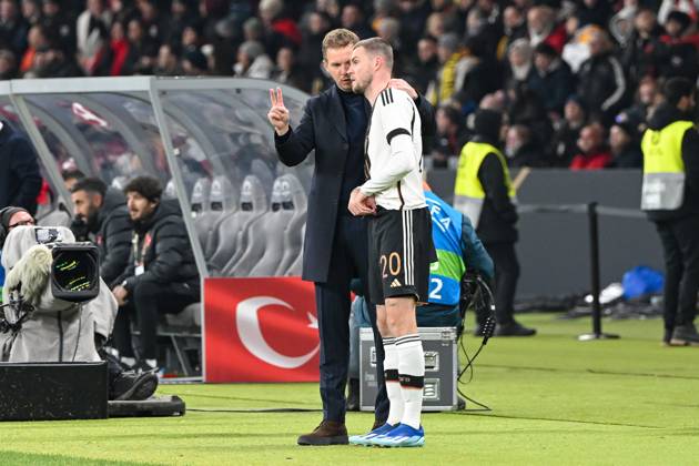 Football, men, season 2023 2024, international match in Berlin, Germany Turkey, f l coach national coach Julian Nagelsmann Germany and Marvin Ducksch Germany , 18 11 2023, Copyright: xMatthiasxKochx