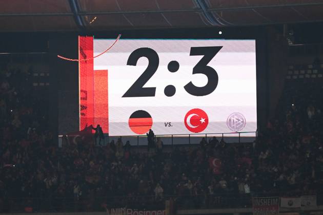 Football, men, 2023 2024 season, international match in Berlin, Germany Turkey, v l scoreboard with the final score 2 3, 18 11 2023, Copyright: xMatthiasxKochx
