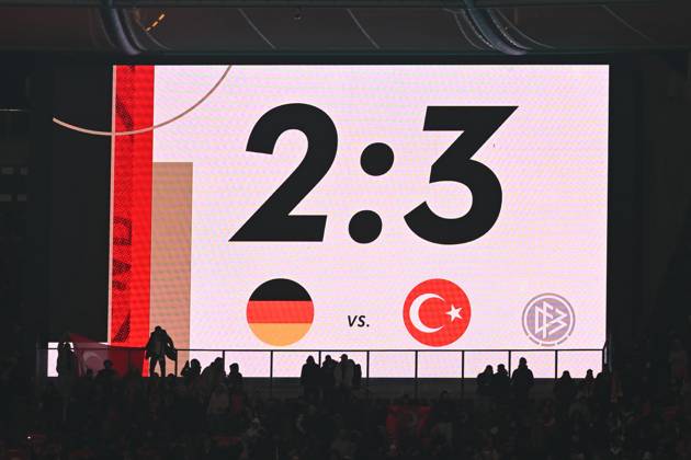 Football, men, 2023 2024 season, international match in Berlin, Germany Turkey, v l scoreboard with the final score 2 3, 18 11 2023, Copyright: xMatthiasxKochx