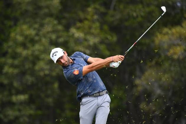 GOLF AUSTRALIAN PGA, Golf Herren Joel Moscatel plays a shot during round 3 of the 2023 Australian PGA Championship in Brisbane, Saturday, November 25, 2023. ( NO ARCHIVING, EDITORIAL USE ONLY, NO USE IN BOOKS WITHOUT CONSENT BRISBANE QUEENSLAND AUSTRALIA  Copyright: xJONOxSEARLEx 20231125001869450994