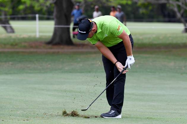 GOLF AUSTRALIAN PGA, Golf Herren Lucas Herbert reacts after a shot during round 3 of the 2023 Australian PGA Championship in Brisbane, Saturday, November 25, 2023. ( NO ARCHIVING, EDITORIAL USE ONLY, NO USE IN BOOKS WITHOUT CONSENT BRISBANE QUEENSLAND AUSTRALIA  Copyright: xJONOxSEARLEx 20231125001869485557