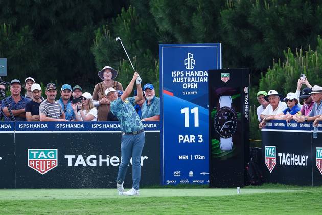 30th November 2023; The Australian Golf Club and The Lakes Golf Club, Sydney, New South Wales, Australia; ISPS HANDA Australian Open Round 1; Matt Jones drives the ball off the 11th tee  ActionPlus12581370 KevinxManning