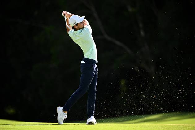 GOLF AUSTRALIAN OPEN, Joaquin Niemann of Chile plays a shot from the 14th fairway during Round 2 of the Australian Open 2023 at the Lakes Golf Club in Sydney, Friday, December 1, 2023. ( NO ARCHIVING, EDITORIAL USE ONLY, NO USE IN BOOKS WITHOUT CONSENT SYDNEY NEW SOUTH WALES AUSTRALIA  Copyright: xDANxHIMBRECHTSx 20231201001872148633