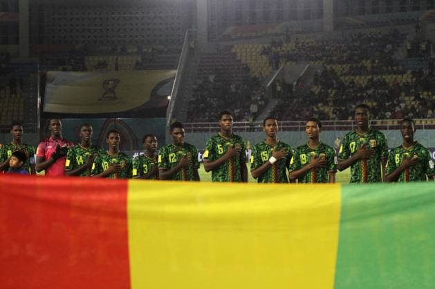December 1, 2023, Surakarta, Central Java, Indonesia: Mali national team, Nationalteam players sing their national anthem during FIFA U-17 World Cup 3rd Place match between Argentina and Mali at Manahan Stadium. Surakarta Indonesia - ZUMAb228 0369860327st Copyright: xAnggaxBudhiyantox
