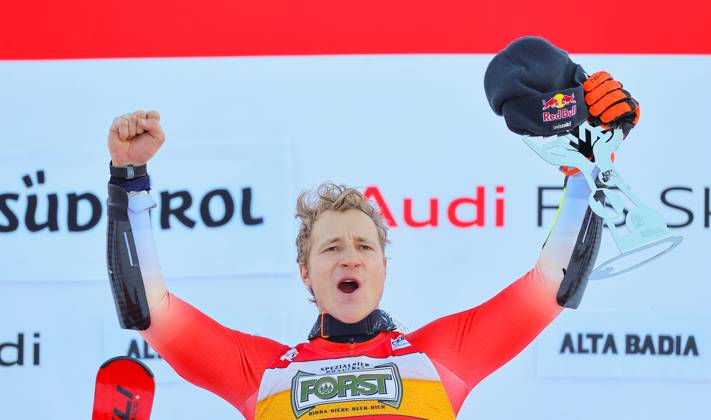 Bilder des Jahres 2023, Sport 12 Dezember Sport Themen der Woche KW50 ALPINE SKIING - FIS WC Alta Badia ALTA BADIA,ITALY,17.DEC.23 - ALPINE SKIING - FIS World Cup, giant slalom, men. Image shows the rejoicing of Marco Odermatt (SUI). GEPAxpictures xThomasxBachun
