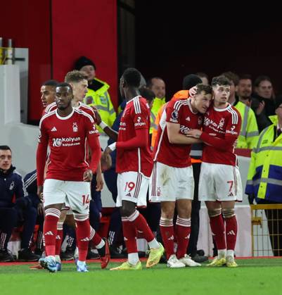 Nottingham Forest v Bournemouth Premier League Chris Wood of Nottingham Forest celebrates scoring the second goal for his team with Neco Williams of Nottingham Forest during the Premier League match at the City Ground, Nottingham Copyright: xAndyxSumnerx FIL-19410-0087 UK Newspapers OUT