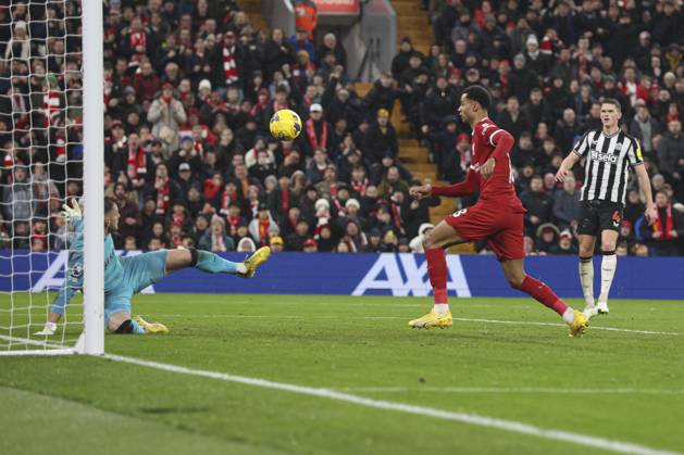 Football - 2023 2024 Premier League - Liverpool vs Newcastle United - Anfield - Monday 1st January 2024. Cody Gakpo of Liverpool scores the 3rd goal