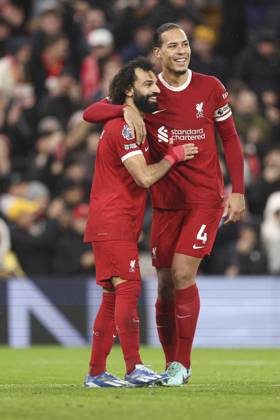 Football - 2023 2024 Premier League - Liverpool vs Newcastle United - Anfield - Monday 1st January 2024. Mohamed Salah of Liverpool celebrates scoring the 4th goal