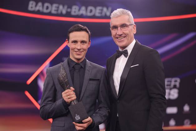 Eric Frenzel, former Nordic combined athlete, after being honored during the Sportsman of the Year 2023 event in Baden Baden 17 12 2023