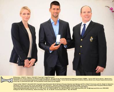 Tennis, Novak Djokovic is awarded the Vermeil Medal by Prince Albert of Monaco