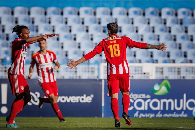 Nene celebrates after scoring goal during Liga Portugal 2 23 24 game between CF OS Belenenses and AVS Vila Das Aves at Estadio do Restelo, Belem, Lisbon, Portugal. (Maciej Rogowski) Lisbon Estadio Do Restelo Portugal Copyright: xMaciejxRogowskix belavs-3