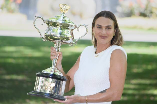 Tennis, Australian Open, Frauen, Fotoshooting mit Siegerin Aryna Sabalenka