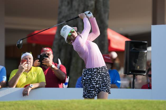 Honda LPGA, Golf Damen Thailand 2024 Madelene Sagstrom from Sweden is playing her tee shot during the first round of the Honda LPGA Thailand 2024 at Siam Country Club Old Course in Chonburi, Thailand, on February 22, 2024. Chonburi Thailand  Copyright: xVachiraxVachirax originalFilename:kalong-notitle240222_np2Cs.jpg