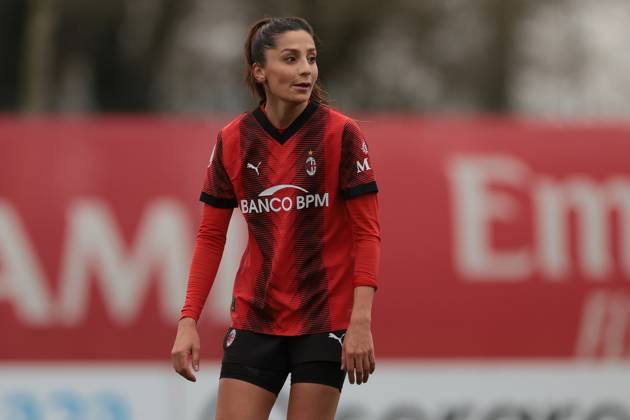 Milan, Italy, 3rd March 2024. Nadia Nadim of AC Milan looks on during the Coppa Italia Femminile Semi-Final - 1st Leg - match at Vismara PUMA House of Football, Milan. Picture credit should read: Jonathan Moscrop Sportimage EDITORIAL USE ONLY. No use with unauthorised audio, video, data, fixture lists, club league logos or live services. Online in-match use limited to 120 images, no video emulation. No use in betting, games or single club league player publications. SPI-2985-0044