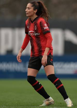 Milan, Italy, 3rd March 2024. Nadia Nadim of AC Milan looks on during the Coppa Italia Femminile Semi-Final - 1st Leg - match at Vismara PUMA House of Football, Milan. Picture credit should read: Jonathan Moscrop Sportimage EDITORIAL USE ONLY. No use with unauthorised audio, video, data, fixture lists, club league logos or live services. Online in-match use limited to 120 images, no video emulation. No use in betting, games or single club league player publications. SPI-2985-0048