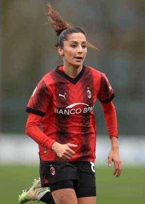 Milan, Italy, 3rd March 2024. Nadia Nadim of AC Milan during the Coppa Italia Femminile Semi-Final - 1st Leg - match at Vismara PUMA House of Football, Milan. Picture credit should read: Jonathan Moscrop Sportimage EDITORIAL USE ONLY. No use with unauthorised audio, video, data, fixture lists, club league logos or live services. Online in-match use limited to 120 images, no video emulation. No use in betting, games or single club league player publications. SPI-2985-0061