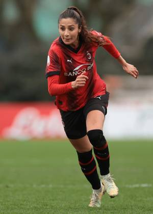 Milan, Italy, 3rd March 2024. Nadia Nadim of AC Milan during the Coppa Italia Femminile Semi-Final - 1st Leg - match at Vismara PUMA House of Football, Milan. Picture credit should read: Jonathan Moscrop Sportimage EDITORIAL USE ONLY. No use with unauthorised audio, video, data, fixture lists, club league logos or live services. Online in-match use limited to 120 images, no video emulation. No use in betting, games or single club league player publications. SPI-2985-0116