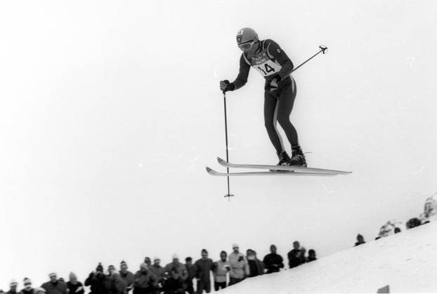 09 02 1968 , 1968 Winter Olympics in Grenoble Three-time Olympic champion Jean Claude Killy France in action during the downhill race HM