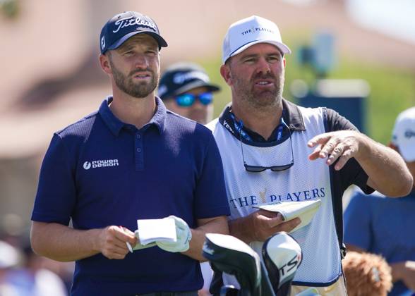 March 15, 2024, Ponte Vedra Beach, Florida, United States: WYNDHAM CLARK (L) and his caddie JOHN ELLIS wait on the 3rd tee during the second round of the 2024 PLAYERS Championship at TPC Sawgrass. Ponte Vedra Beach United States - ZUMAw109 20240315_fap_w109_007 Copyright: xDebbyxWongx