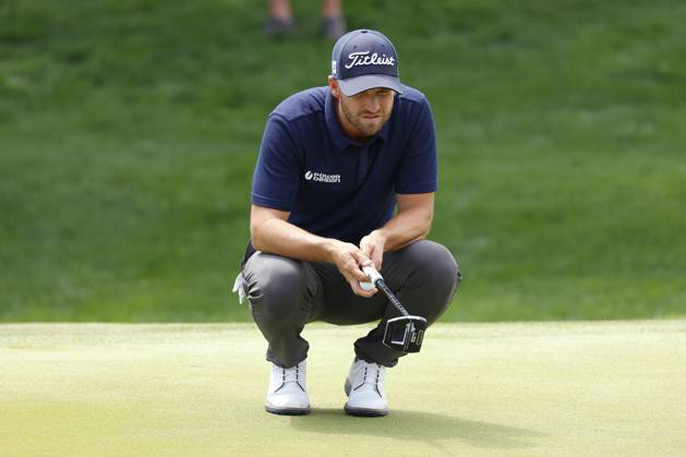 PONTE VEDRA BEACH, FL - MARCH 15: PGA, Golf Herren golfer Wyndham Clark lines up a birdie putt on the 9th hole during The Players Championship on March 15, 2024, at TPC Sawgrass in Ponte Vedra Beach, Florida. (Photo by Brian Spurlock Icon Sportswire) GOLF: MAR 15 PGA THE PLAYERS Championship EDITORIAL USE ONLY Icon2403154
