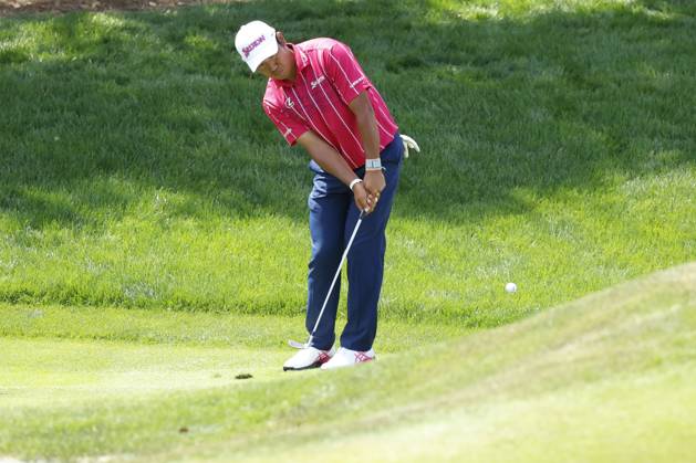 PONTE VEDRA BEACH, FL - MARCH 15: PGA, Golf Herren golfer Hideki Matsuyama chips on the 9th hole during The Players Championship on March 15, 2024, at TPC Sawgrass in Ponte Vedra Beach, Florida. (Photo by Brian Spurlock Icon Sportswire) GOLF: MAR 15 PGA THE PLAYERS Championship EDITORIAL USE ONLY Icon24031516
