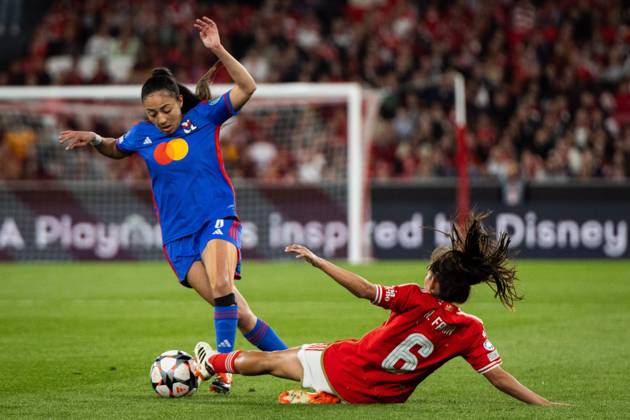 Lisbon, Portugal, March 19 2024: Andreia Faria (6 SL Benfica) and Selma Bacha (4 Olympique Lyonnais) in action during the UEFA Womens Champions League game between SL Benfica and Olympique Lyonnais at Estadio do Lisboa e Benfica in Lisbon, Portugal. (Pedro Porru SPP) Copyright: xPedroxPorrux xSPPx spp-en-PePoSp-4F8A3671