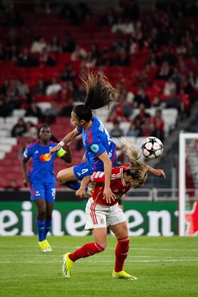 Lisbon, Portugal, March 19 2024: Selma Bacha (4 Olympique Lyonnais) and Lucia Alves (13 SL Benfica) in action during the UEFA Womens Champions League game between SL Benfica and Olympique Lyonnais at Estadio do Lisboa e Benfica in Lisbon, Portugal. (Pedro Porru SPP) Copyright: xPedroxPorrux xSPPx spp-en-PePoSp-4F8A3786