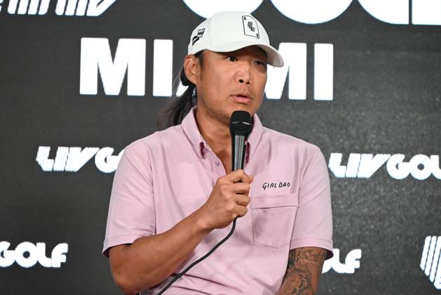 Anthony Kim Delivers Remarks On Injuries, Addiction, Hiatus And Return To Golf In Miami - 04 Apr 2024 Anthony Kim delivers remarks and answers questions from members of the media on his struggles with battling injuries and addiction, taking a 12-year hiatus and returning to professional Golf at Trump National Doral in Miami. Miami United States Copyright: xKylexMazzax xSOPAxImagesx KMZ_5353