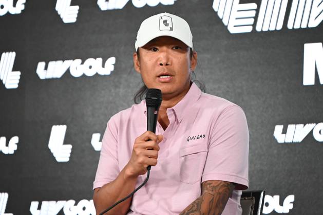 Anthony Kim Delivers Remarks On Injuries, Addiction, Hiatus And Return To Golf In Miami - 04 Apr 2024 Anthony Kim delivers remarks and answers questions from members of the media on his struggles with battling injuries and addiction, taking a 12-year hiatus and returning to professional Golf at Trump National Doral in Miami. Miami United States Copyright: xKylexMazzax xSOPAxImagesx KMZ_5409