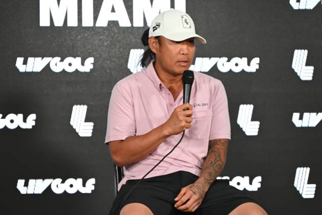 Anthony Kim Delivers Remarks On Injuries, Addiction, Hiatus And Return To Golf In Miami - 04 Apr 2024 Anthony Kim delivers remarks and answers questions from members of the media on his struggles with battling injuries and addiction, taking a 12-year hiatus and returning to professional Golf at Trump National Doral in Miami. Miami United States Copyright: xKylexMazzax xSOPAxImagesx KMZ_5297